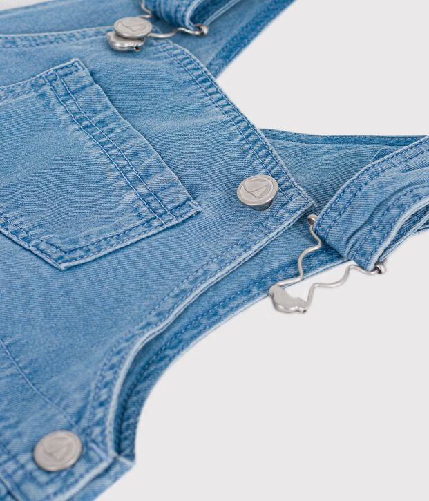 Salopette corta in denim leggero neonato