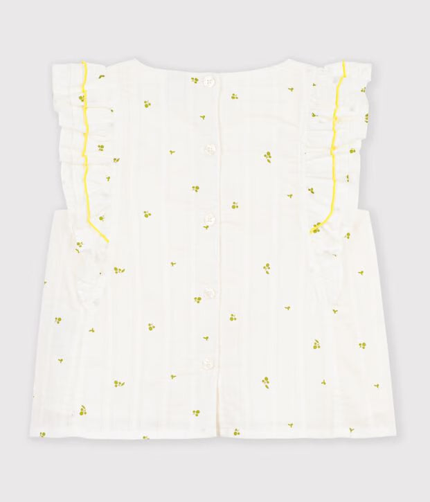 Girl's sleeveless cotton blouse with floral print