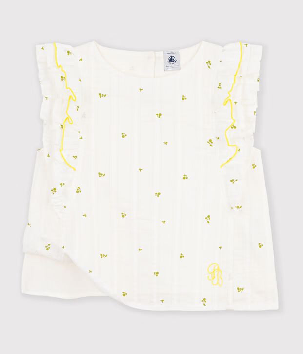 Blusa senza maniche in cotone con stampa a fiori bambina