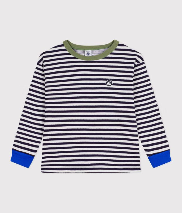T-shirt a maniche lunghe in cotone a righe bambino