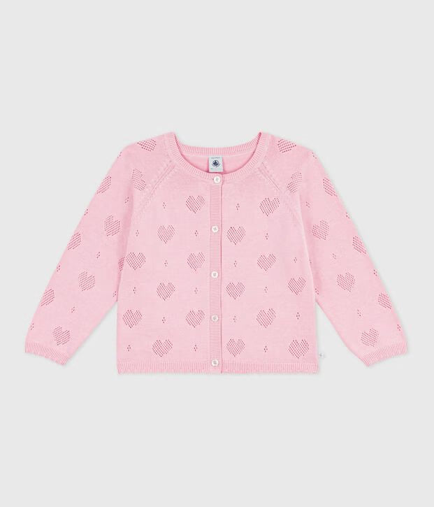 Cardigan in cotone tinta unita bambina
