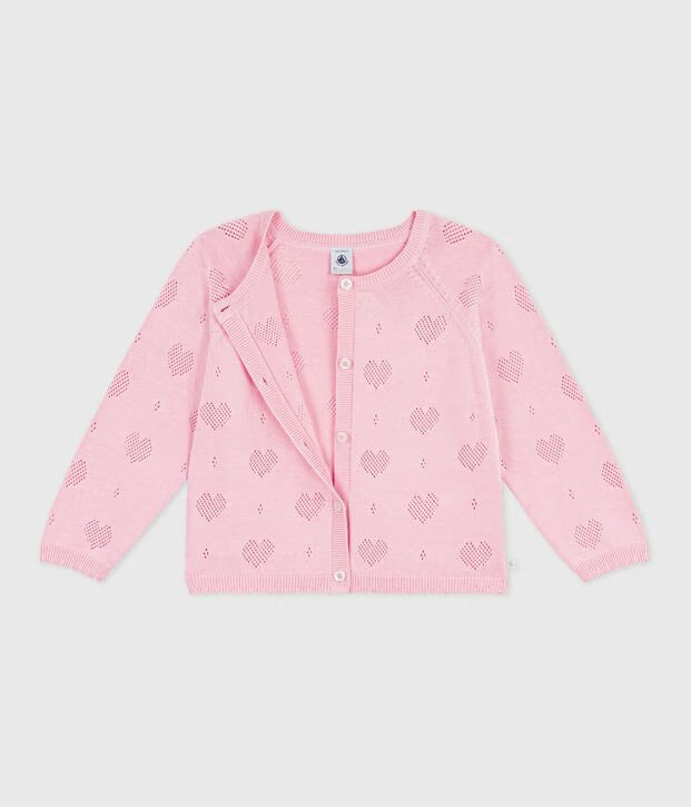 Cardigan in cotone tinta unita bambina
