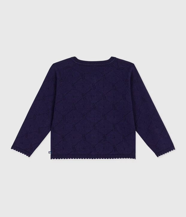 Cardigan in cotone tinta unita bambina