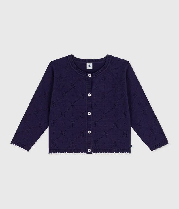 Cardigan in cotone tinta unita bambina