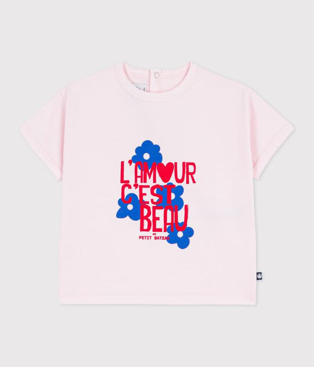 T-shirt a maniche corte in cotone con motivo neonata