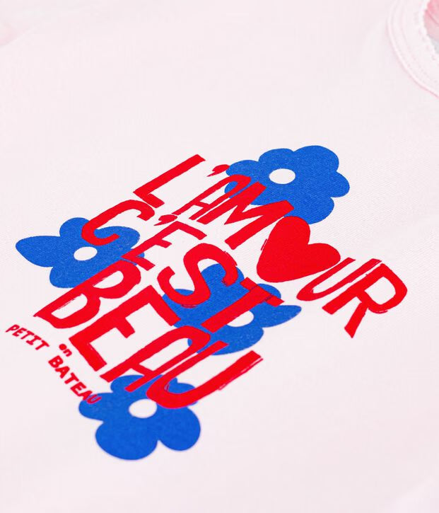 T-shirt a maniche corte in cotone con motivo neonata