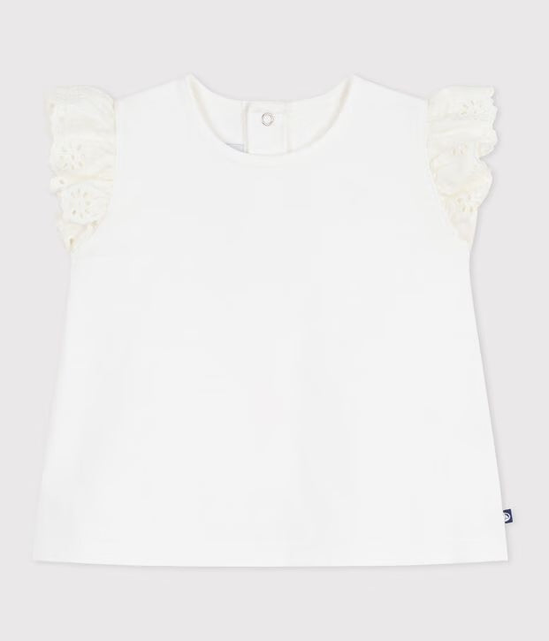 T-shirt a maniche corte in cotone tinta unita neonata