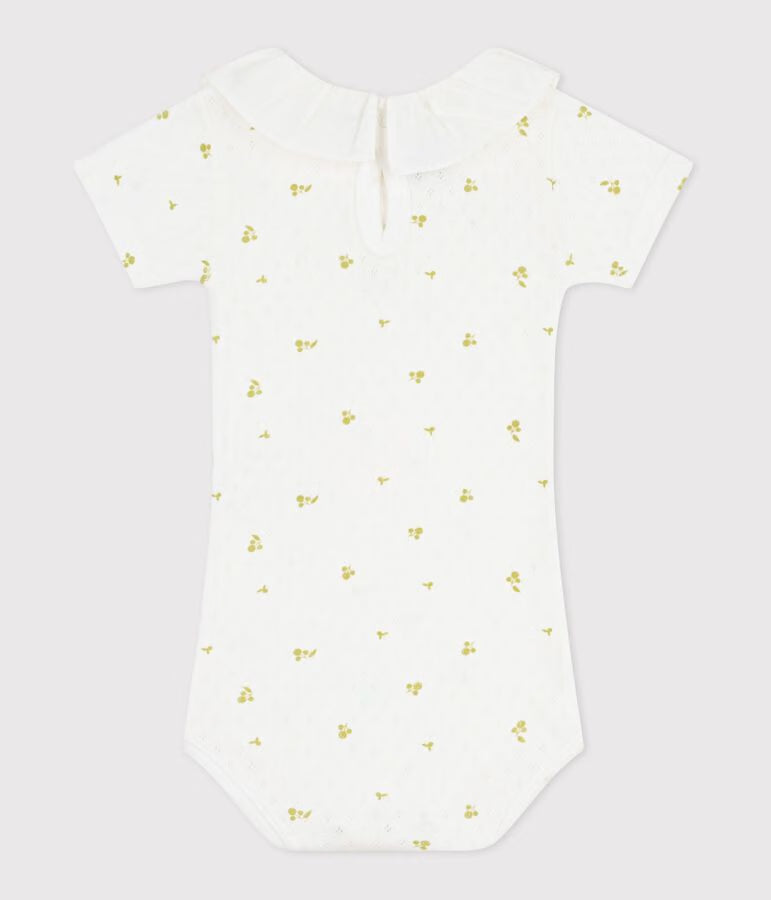 Body in cotone con colletto e stampa a fiori neonata