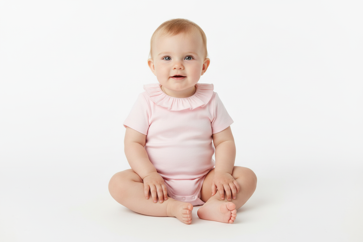 Body con colletto in cotone tinta unita neonata