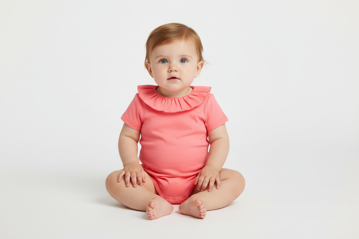 Body con colletto in cotone tinta unita neonata