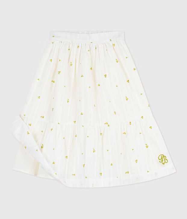 Gonna lunga bambina in cotone con stampa a fiori