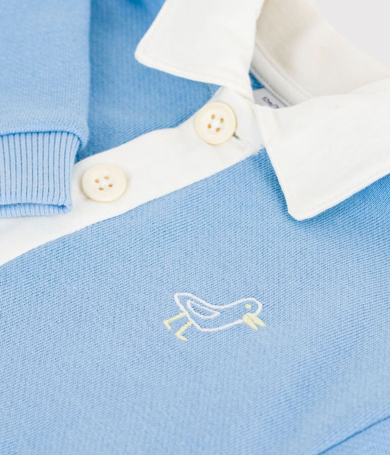 Cotton sweatshirt with embroidered seagull and motif on the back for newborn