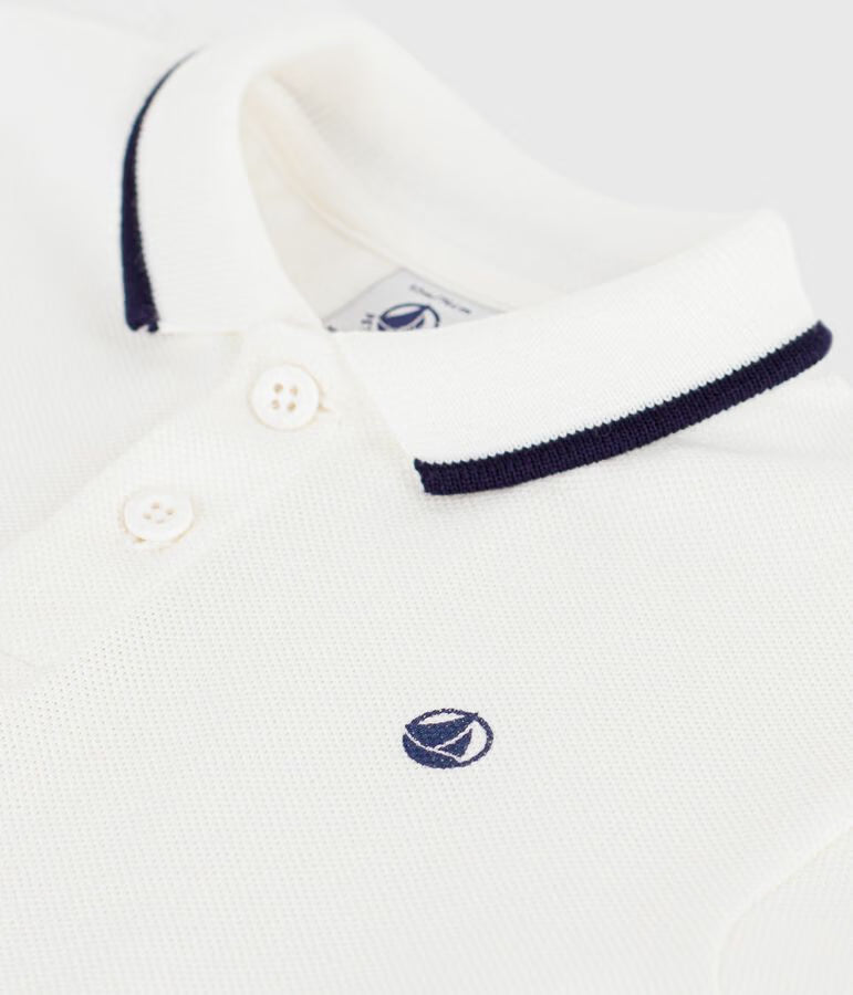 Solid colour short-sleeved cotton polo shirt for newborns