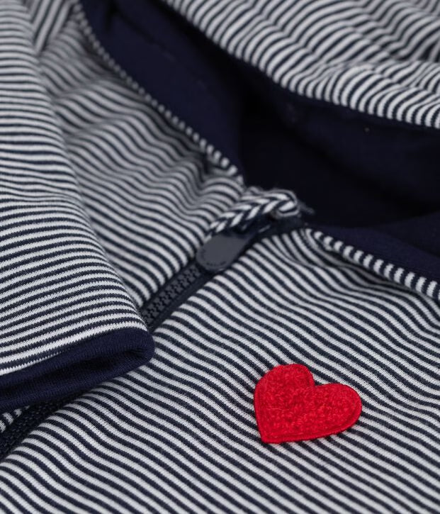Tutina imbottita a righe per neonato in cotone Petit Bateau
