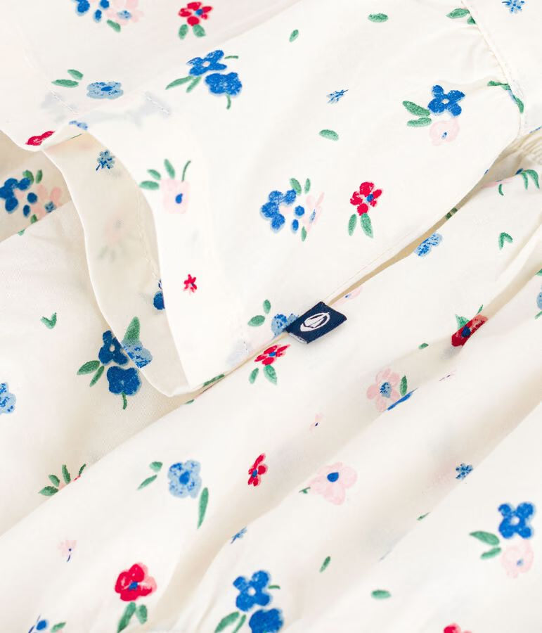 Abito neonata a maniche corte in cotone e bloomer abbinato con stampa a fiori