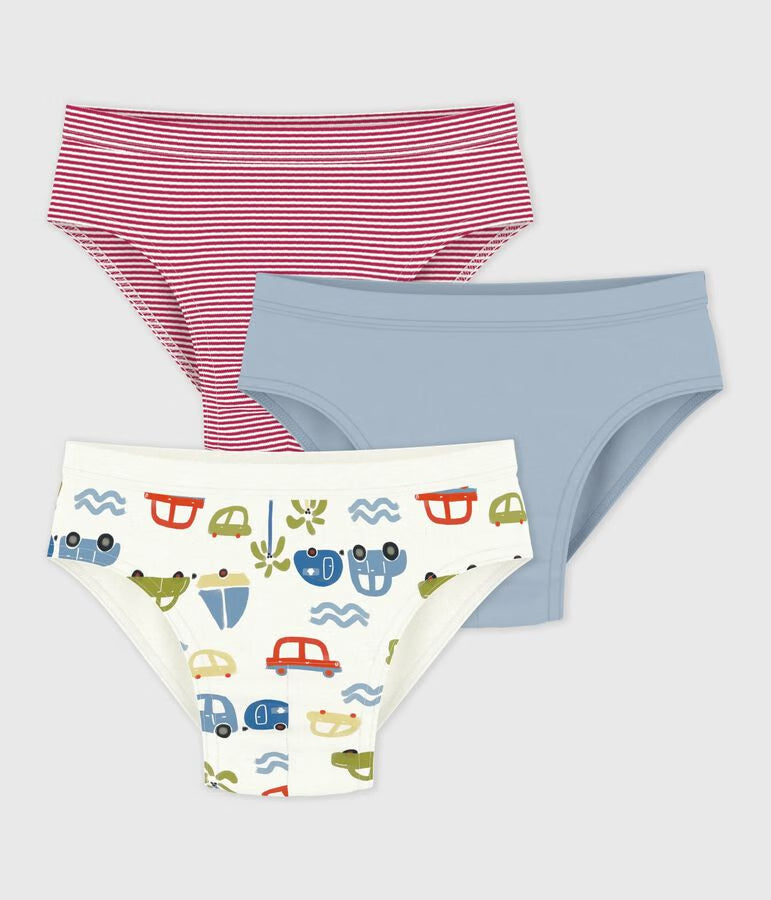 Set di slip in cotone con automobili stampate bambino