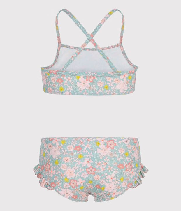 Costume da bagno 2 pezzi a fiori bambina