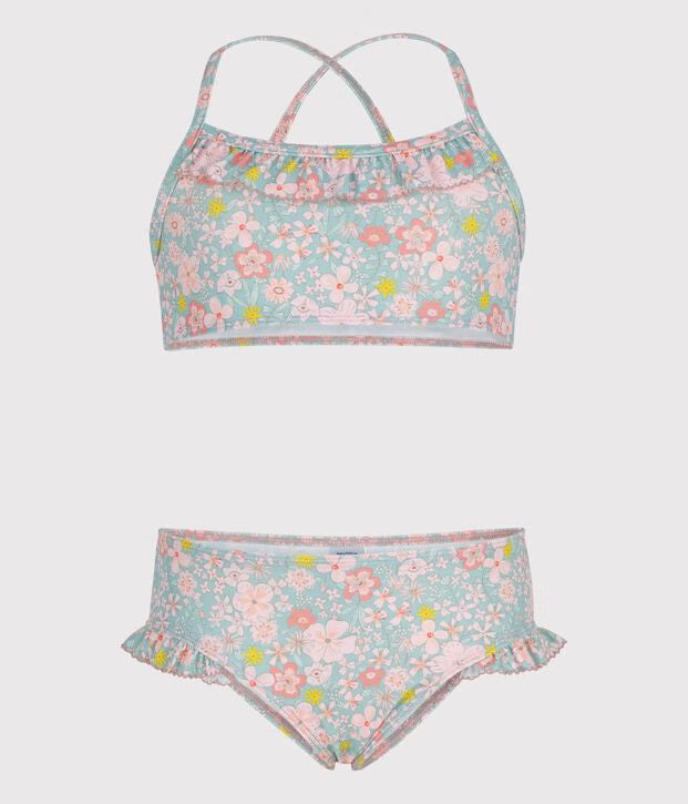 Costume da bagno 2 pezzi a fiori bambina