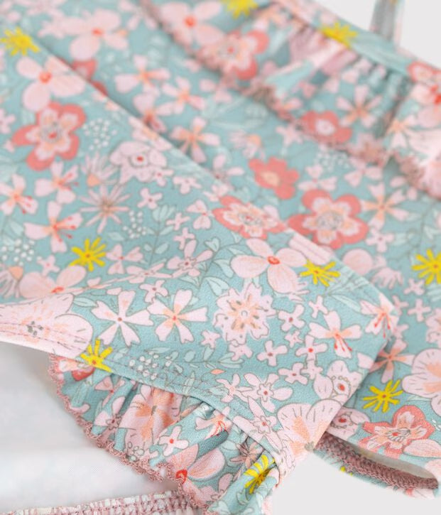 Costume da bagno 2 pezzi a fiori bambina