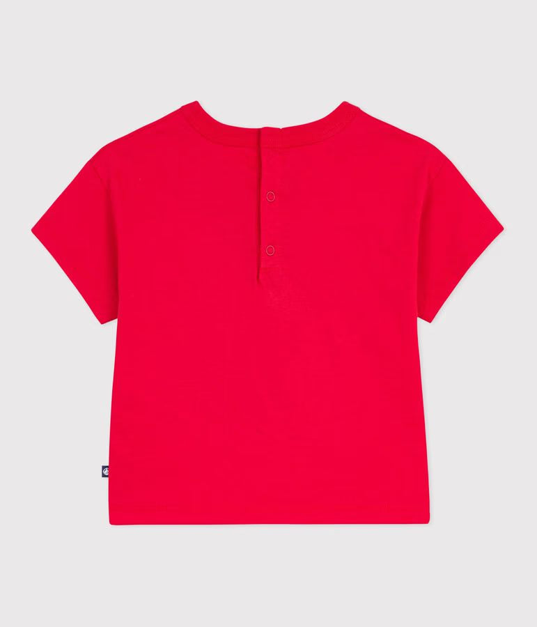 Cotton short-sleeved T-shirt with newborn seagull motif