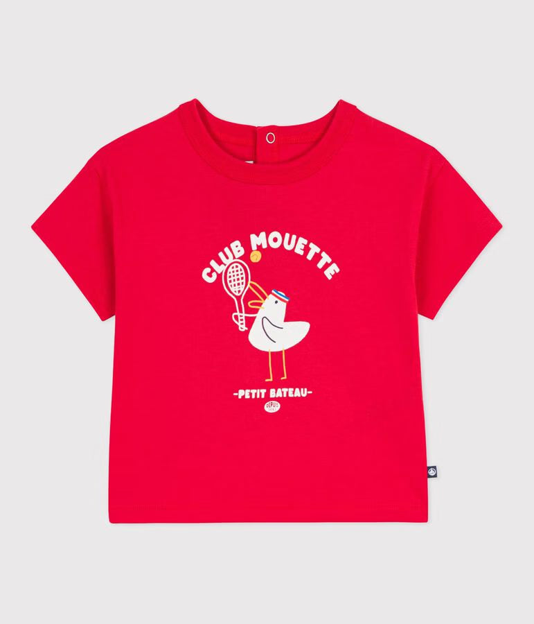 T-shirt a maniche corte in cotone con motivo gabbiano neonato