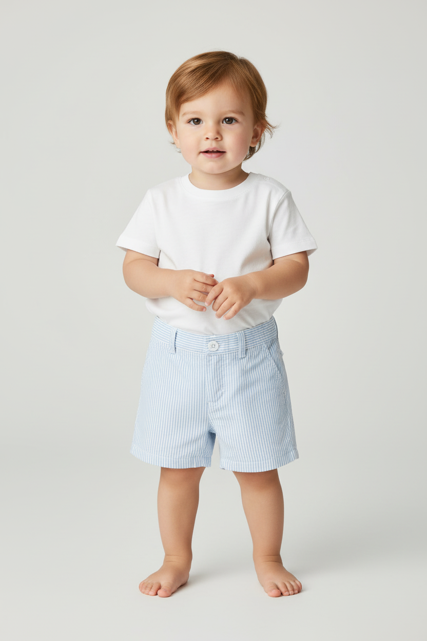 Shorts in cotone a righe neonato.