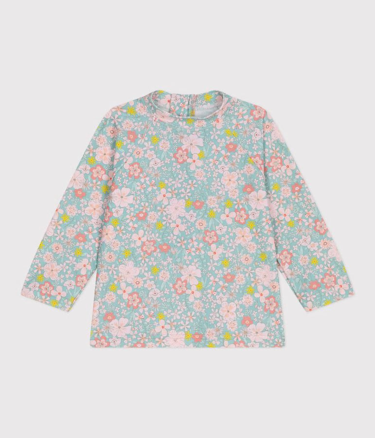 T-shirt anti UV con stampa a fiori neonata