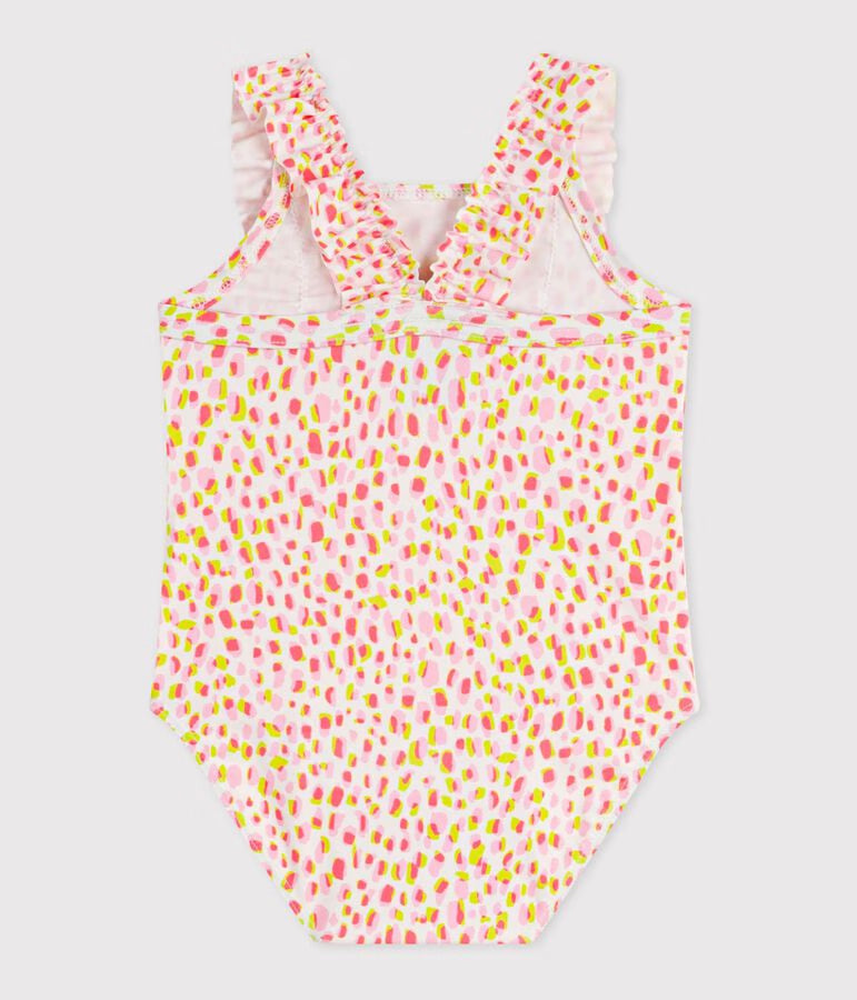 Costume da bagno intero a volant con stampa con stampa neonata