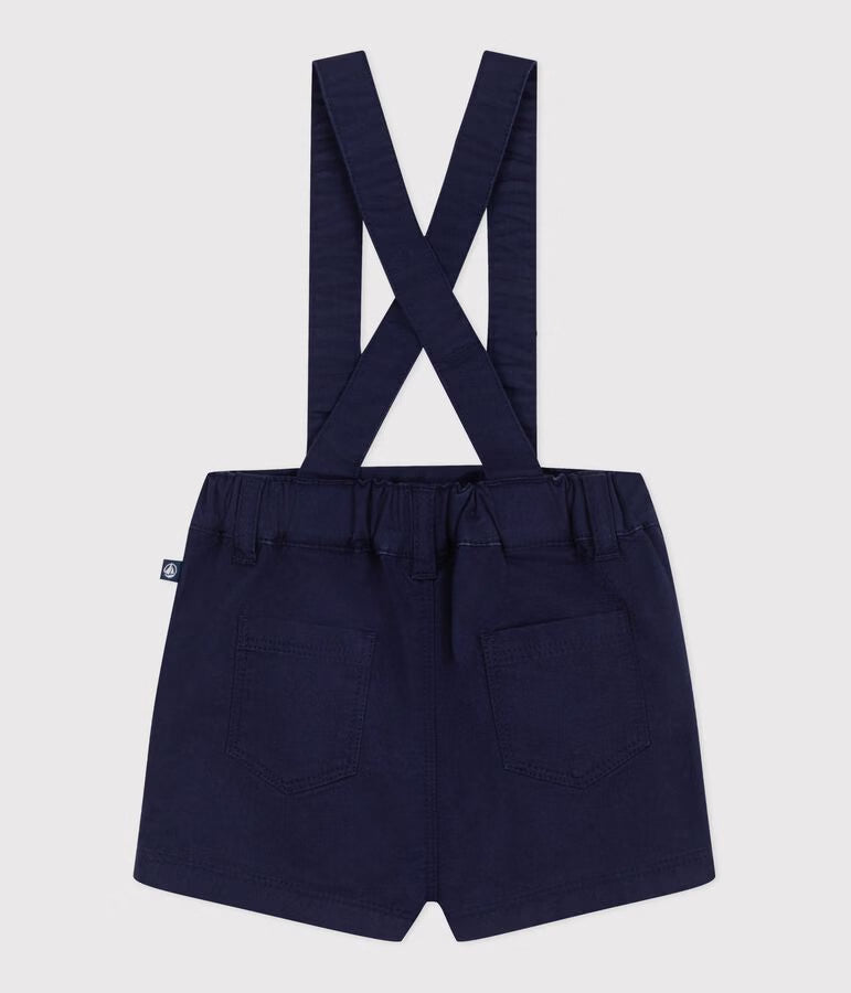 Shorts con bretelle in serge neonato