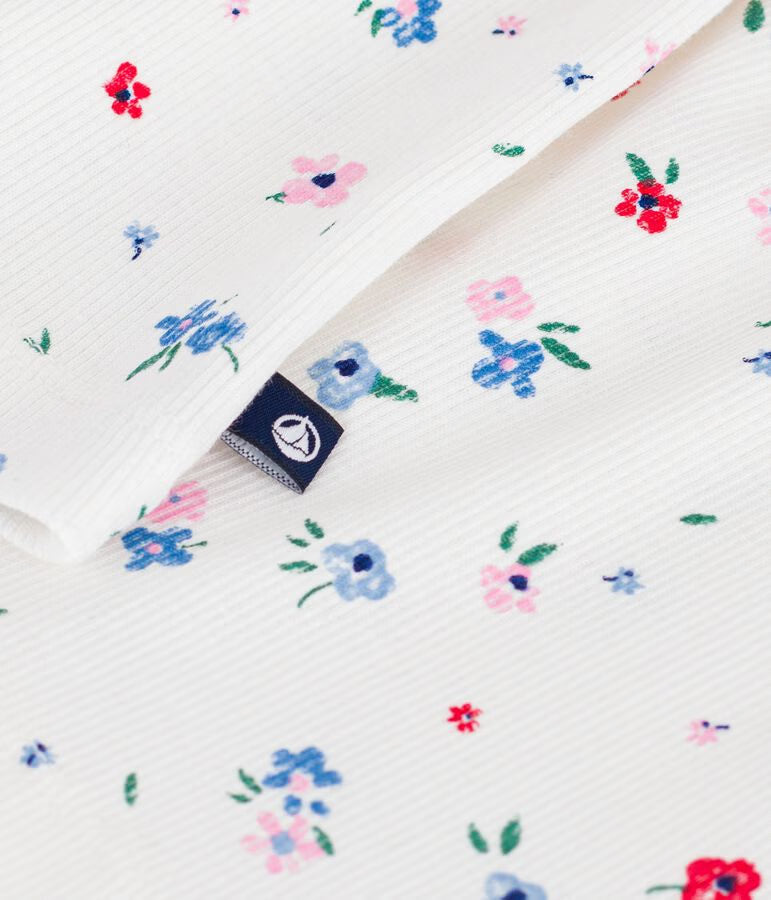 Girl's short-sleeved cotton t-shirt with floral print