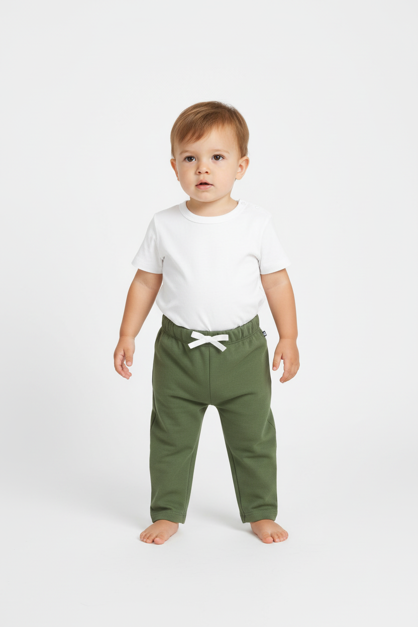 Joggers in cotone tinta unita neonato