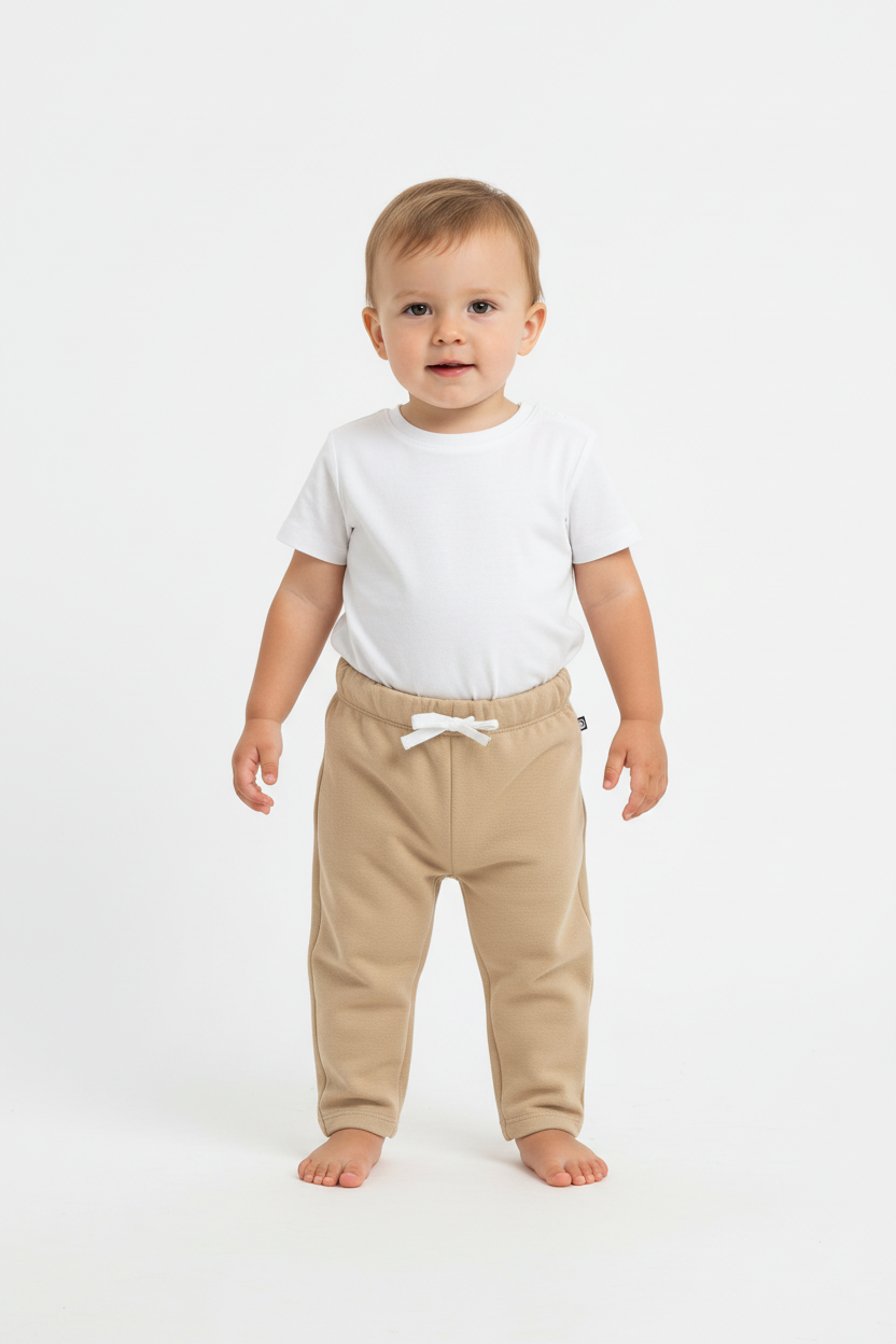Joggers in cotone tinta unita neonato