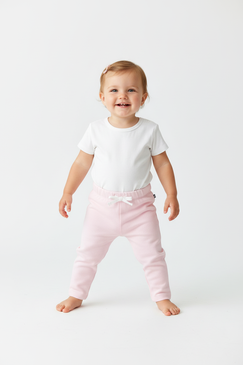 Joggers in cotone tinta unita neonato