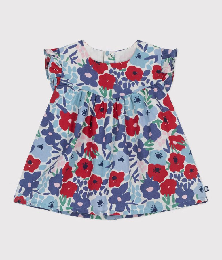 Blusa senza maniche in cotone con stampa a fiori neonata