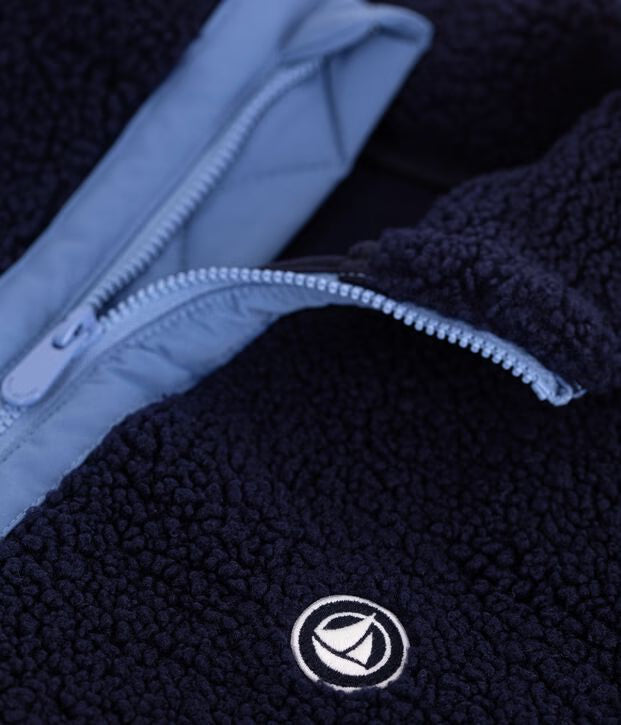 Giacca in sherpa tinta unita color block Petit Bateau