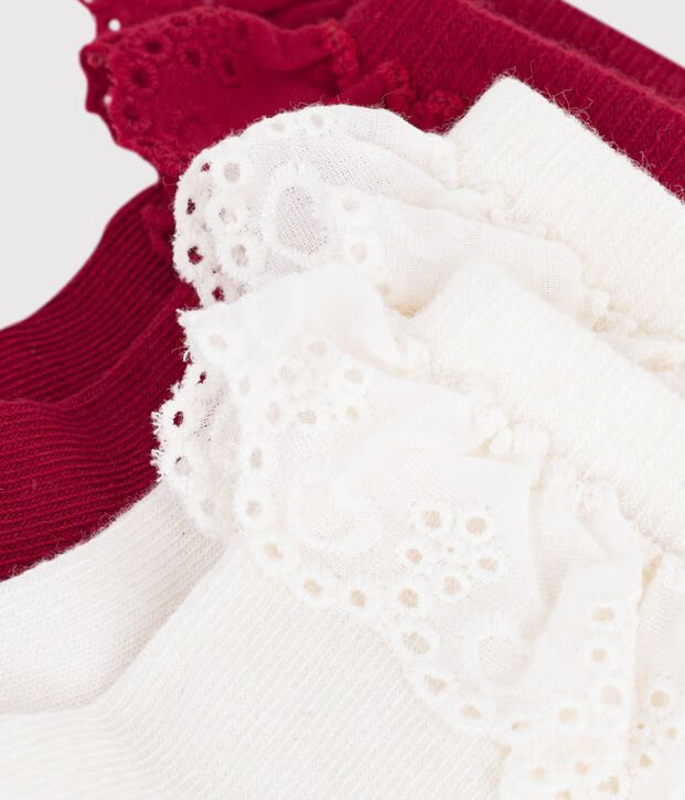 2 paia di calzini in cotone con volant Petit Bateau
