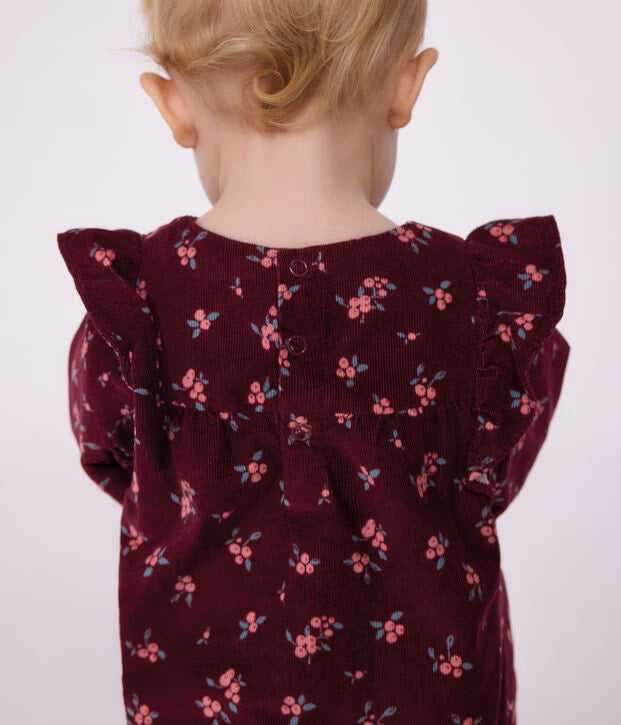 Blusa a maniche lunghe in velluto con stampa a fiori Petit Bateau