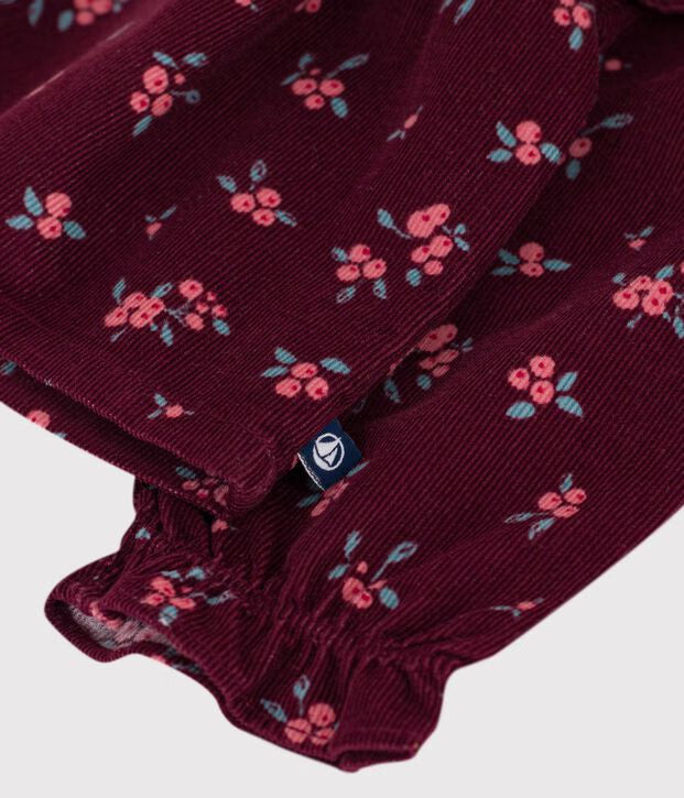 Blusa a maniche lunghe in velluto con stampa a fiori Petit Bateau