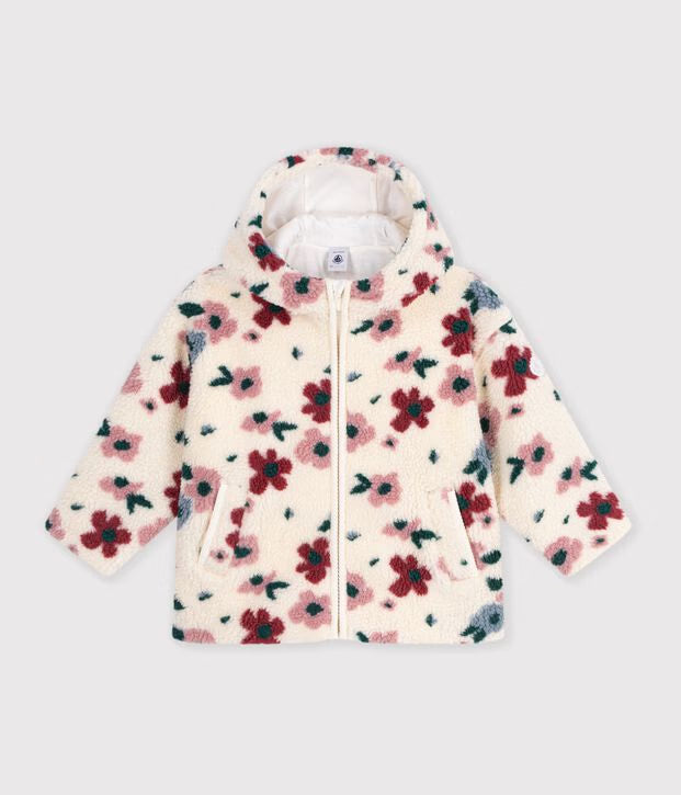 Giacca con cappuccio in sherpa a fiori Petit Bateau