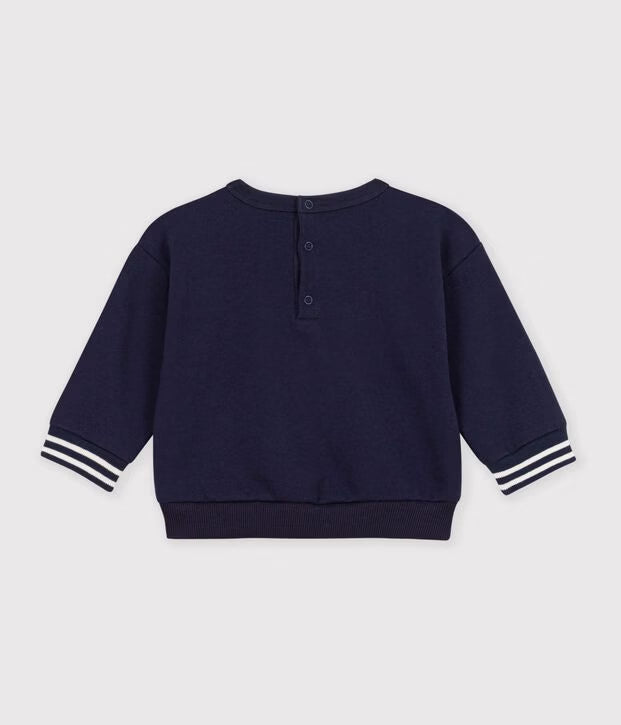 Felpa in cotone tinta unita con stemma Petit Bateau