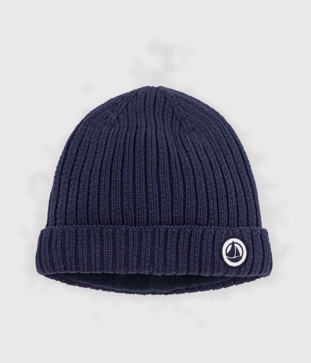 Cuffietta per neonato in cotone con fodera in pile Petit Bateau