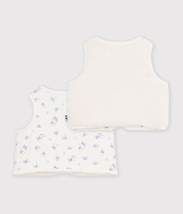 Gilet senza maniche in misto cotone e sherpa con stampa a fiori Petit Bateau