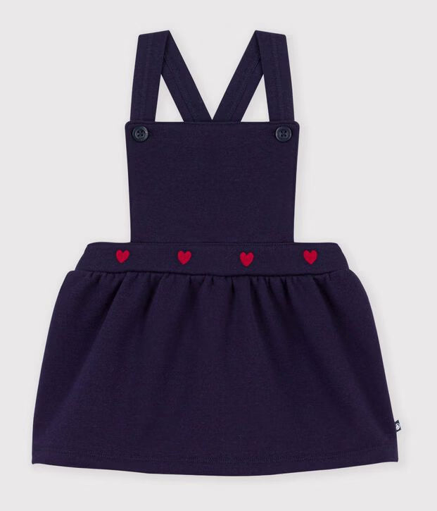 Abito senza maniche in cotone con cuori ricamati Petit Bateau