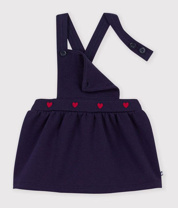 Abito senza maniche in cotone con cuori ricamati Petit Bateau
