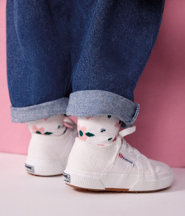 2 paia di calzini in cotone con stampa a righe e stampa a fiori Petit Bateau