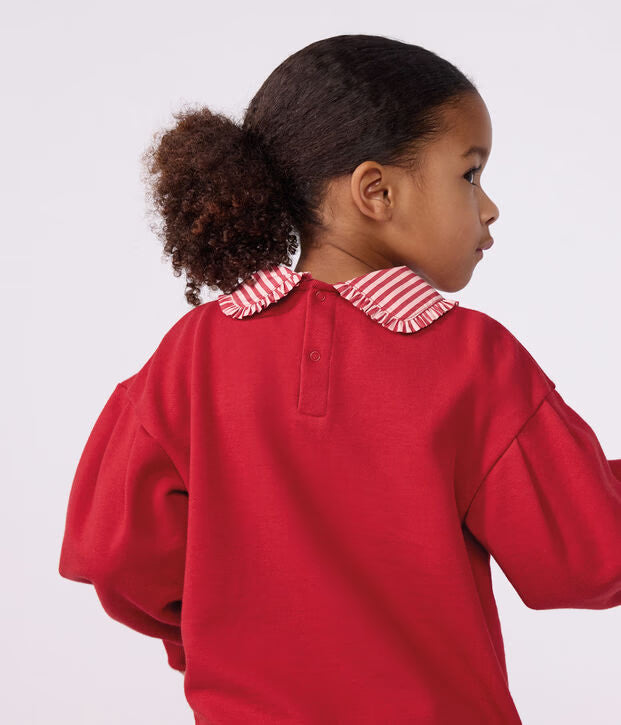 Felpa con colletto in cotone tinta unita Petit Bateau