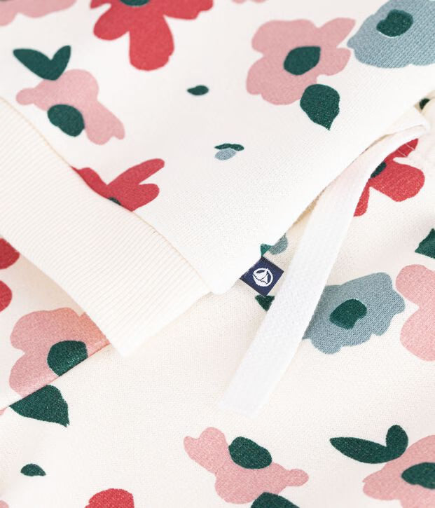 Set felpa e pantaloni in cotone con stampa a fiori Petit Bateau