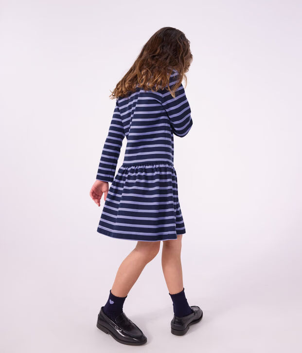 Abito a maniche lunghe in cotone a righe Petit Bateau