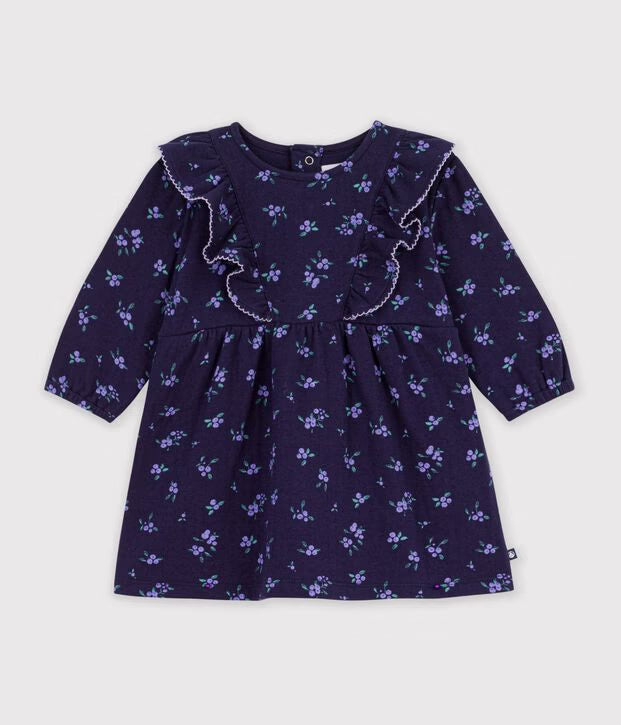 Abito a maniche lunghe in cotone con stampa a fiori Petit Bateau