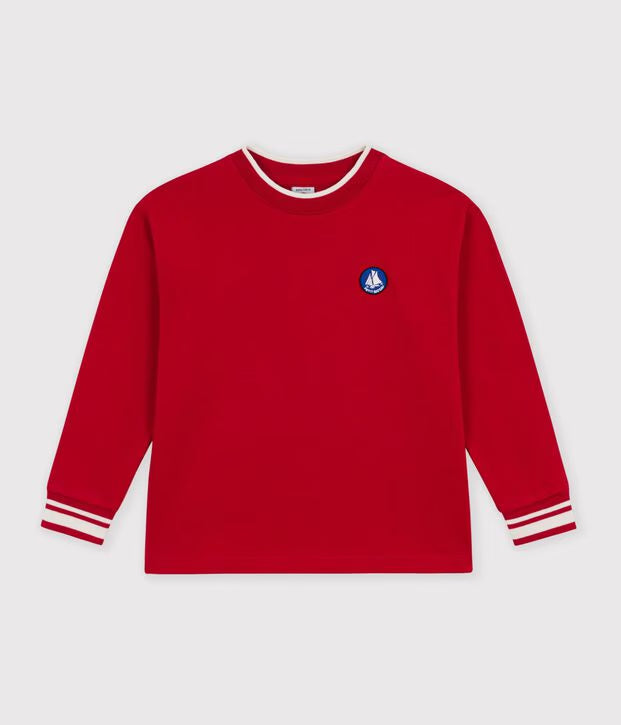 T-shirt a maniche lunghe in cotone tinta unita Petit Bateau